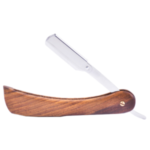Straight Shaving Razor Natural Wood Thick Handle