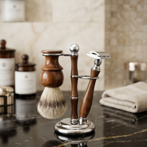 Alternative view of 3 Pieces Wooden Design Shaving Set – Classic Men's Grooming Kit